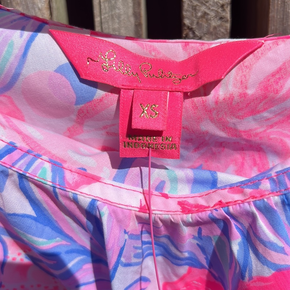 Lilly Pulitzer summer top one shoulder ruffle multicolor cool breathable cotton - Picture 5 of 9